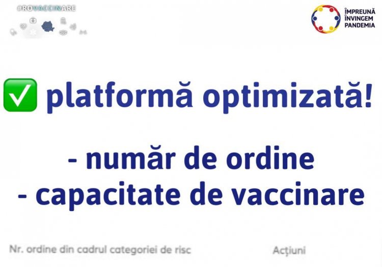 Platforma de programare a fost optimizată. Românii își pot vedea de acum locul pe lista de așteptare la vaccinare