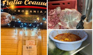 Controale la Târgul de Crăciun din Constanța: mâncare expirată, depozitată pe trotuar.