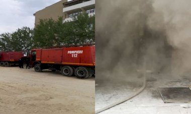 Foto: Incendiu la subsolul unui hotel din Mamaia Nord