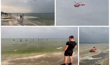 Turist aflat în pericol de înec, în largul mării, zona Mamaia Nord. Intervine elicopterul SMURD